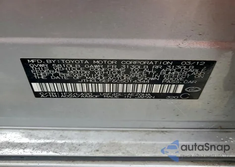 2012 Lexus Ls 460 from USA, damaged, VIN JTHCL5EF6C5014344